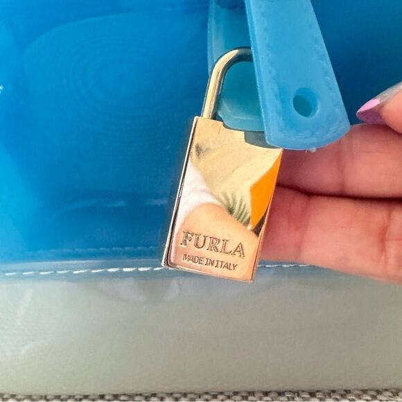 Furla Boston Blue and Gray Jelly Handbag - Picture 10 of 16